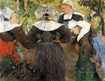 ブルターニュの四人の少女 c ポスト印象派原始主義ポール・ゴーギャン Oil Paintings